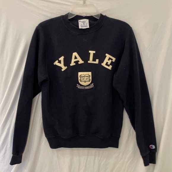 VINTAGE Champion Yale Sweatshirt XS Blue Bulldogs USA unisex - Picture 1 of 5